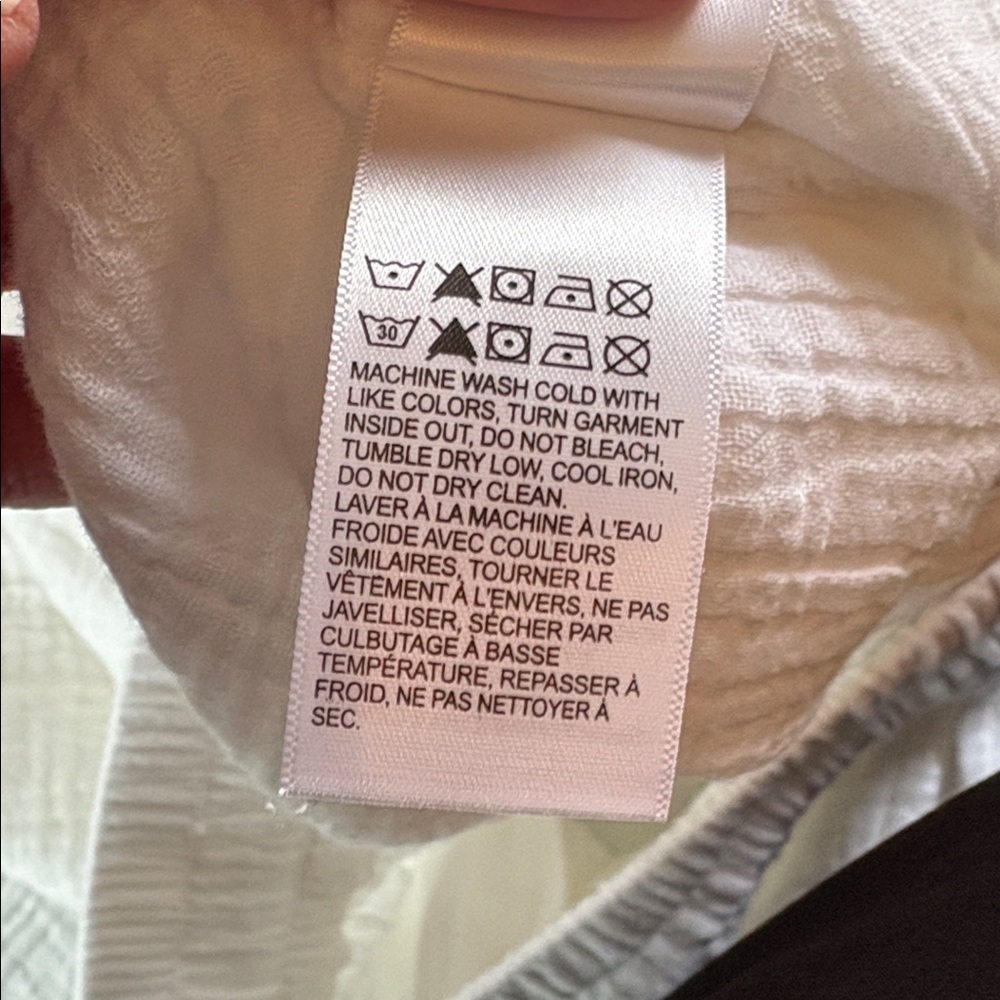Lucky Brand sz L white 100% cotton gauzy elastic waist wide leg pants NWT - Picture 8 of 8